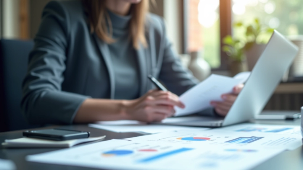 Finanční grafy a tabulky na monitoru v kancelářském prostředí