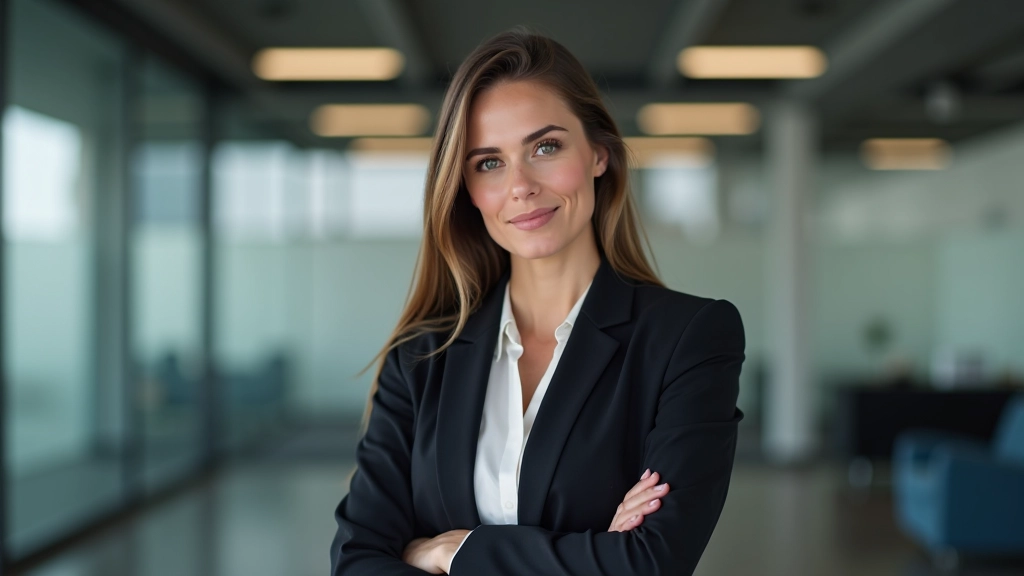 Finanční analytička pracující s daty, portrét z hrudníku, důvěřivý postoj, moderní pracovní prostor