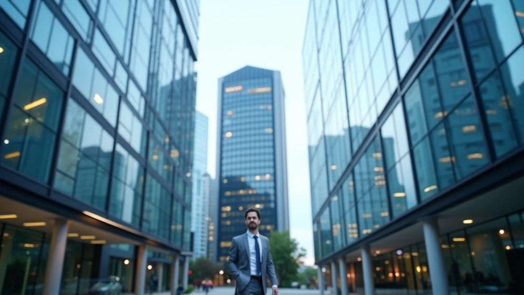 Moderní kancelářský prostor s pohledem na finanční sektor