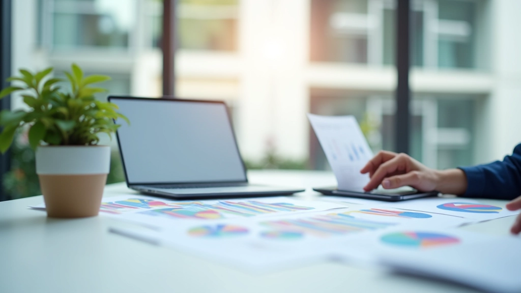 Moderní kancelářské prostředí s počítačem a finančními grafy